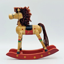 'Antique Rocking Horse Decoration' by RUSS Christmas Figurine Beige Red 7 inch