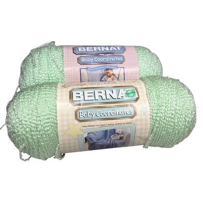 (2) BERNAT Baby Coordinates ICED MINT Green pompadour Yarn Retired New 862 Yards
