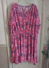 Croft & Barrow Pink Floral Short Sleeved Smocked Ruffle Dress Plus Sz 5X