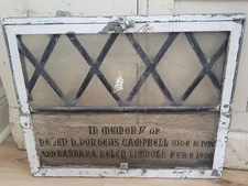 WOW~ Antique 1920 Religious Church MEMORIAL LEADED Glass Steel Window Wall Decor