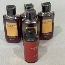 Bath Body Works Bourbon Men 5pc Set 4 Body Washes 1 Body Spray New