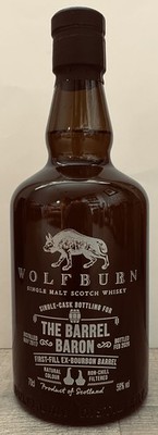 Whisky Wolfburn The Barrel Baron 2026/2017 Gravierte Flasche 0,7 l 58 %