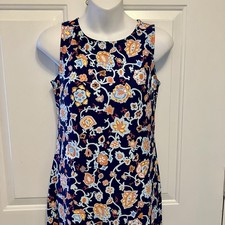 Talbots Dress Paisley Print Size P Small Office Career Blue Orange Floral Womens