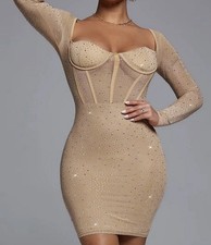 Bodycon Dress Beige-For Women- Size XL