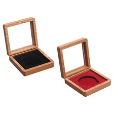 Wooden Coin Presentation Display Box with Clear Top Organizer Portable Dustproof