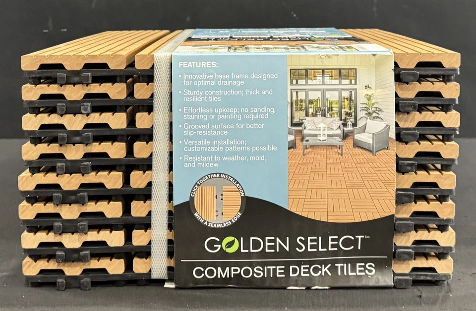 Azulejo de cubierta compuesto Golden Select 1953155 marrón claro 24 unidades 23,25 pies cuadrados nuevo Foto 4 de 4