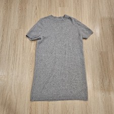 Quince 100% Mongolian Cashmere Short Sleeve Mini Dress Heather Grey Size XL