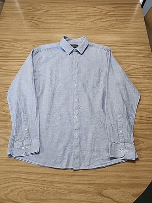 Marc Anthony Mens Shirt 100% Linen Cotton Luxury Slim Fit XL Blue Lavender  Long