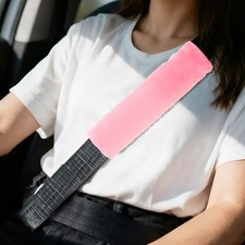 2 Pcs Car Seat Belt Cover Pad Soft Fluffy Seatbelt Cushion Pink