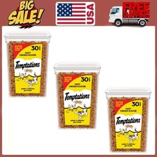 3 Packs Temptations Tasty Chicken Flavor Crunchy Soft Cat Treats, 30 oz Tub