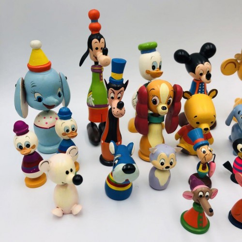 Disney Manga Kokeshi Wooden 1970s Retro Set of 33 from japan - Picture 2 of 10