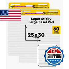 Post-it Super Sticky Easel Pad 25x30 White Lined 2 Pads Pack 30 Sheets Each