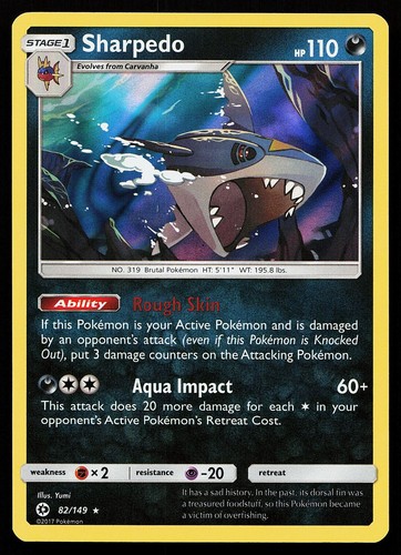 Sharpedo 82/149 Holo Rare Sun & Moon Base Set Pokemon Card