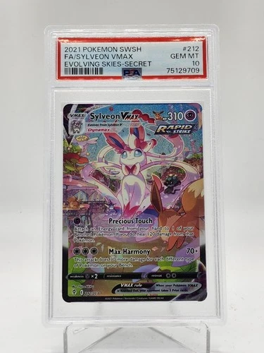 SYLVEON VMAX 2021 POKEMON EVOLVING SKIES SECRET RARE #212 PSA 10 Q0895