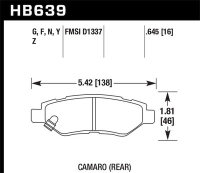 Hawk Performance Hb639y 645 Lts Disc Brake Pad Fits 10 15 Camaro Cts Srx