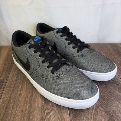 Nike SB Check Solarsoft  Sz 13 Canvas Gray Black White Skateboard Shoes Sneakers