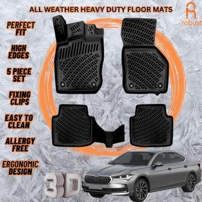 3D Molded Car Floor Mats Liners For Skoda Superb 2024-2025 All Season Heavy Duty
