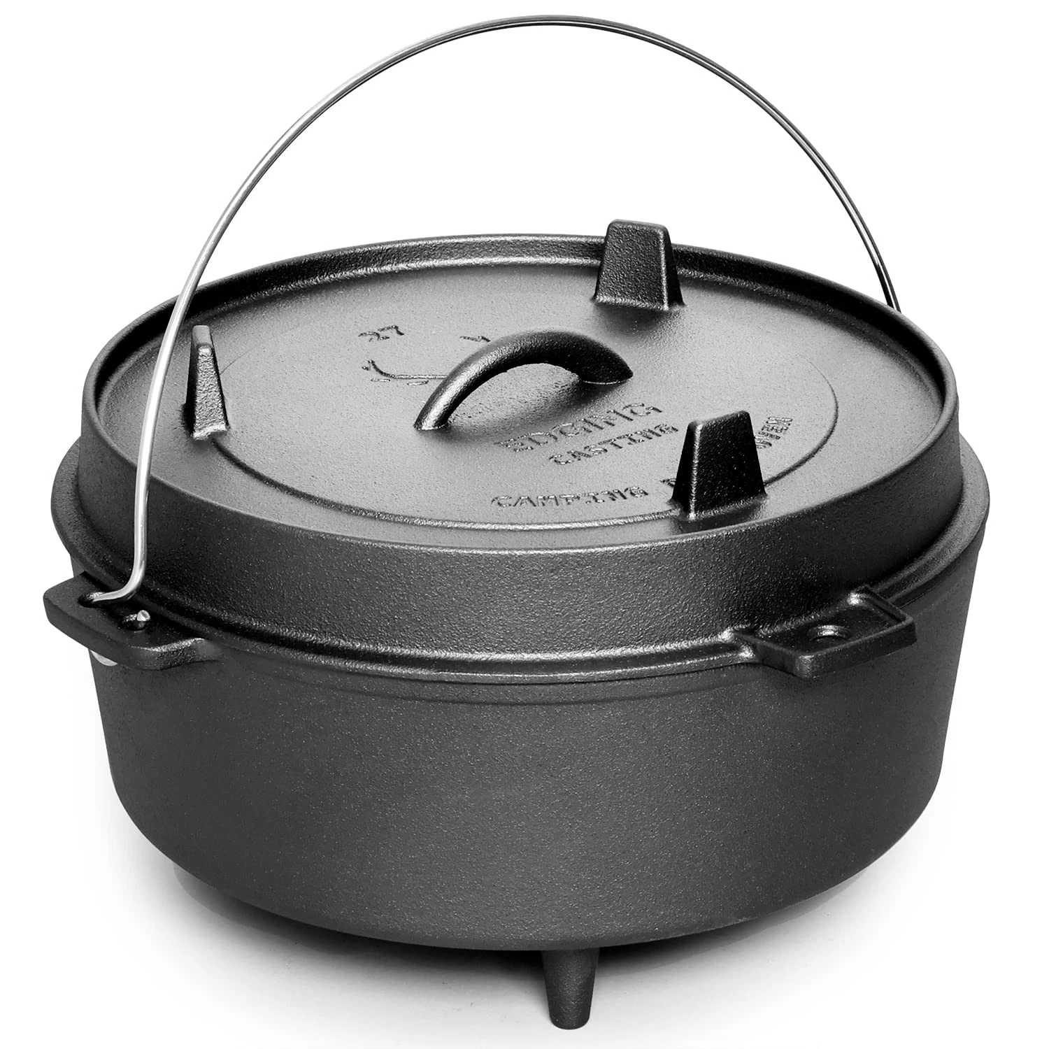 Pre-Seasoned Cast Iron Dutch Oven With Skillet Lid, Outdoor Camping Deep Pot ...