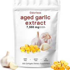 Aged Garlic Extract,Odorless 7500mg Organic Garlic Capsules for Heart  Immune A