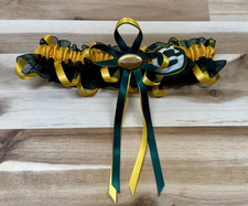 NFL Green Bay Packers Handmade Hunter Green Single Wedding Garters.