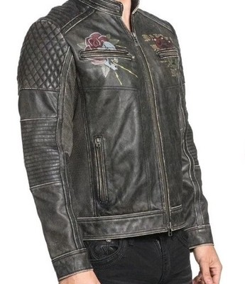 NWT Men's Limited Edition AFFLICTION Fast Motors Leather Jacket Size 2X