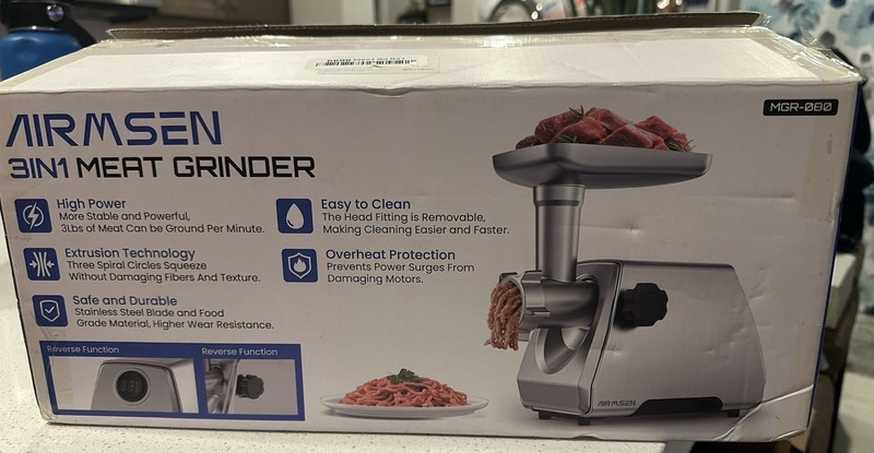 New Airmsen Electric Meat Grinder MGR-080 3 In 1 Press Sausage Stainless Kubbe