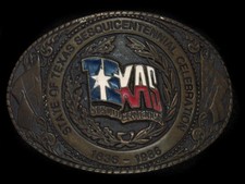 TA11141 VINTAGE 1986  TEXAS SESQUICENTENNIAL  SOLID BRASS BARON BELT BUCKLE