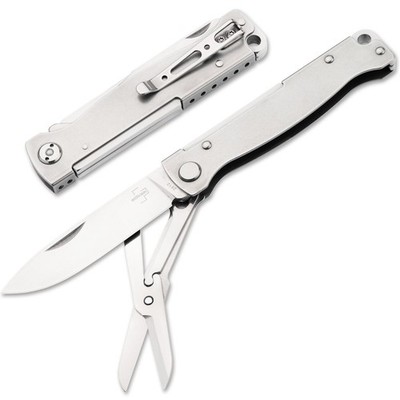 BOKER PLUS Atlas Multi SW Folding Knife 12C27 Steel Handle Scissors Gray 01BO857
