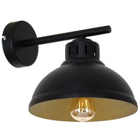 Wandleuchte KüChe Metall Schwarz Gold T:26 Cm E27 Loft Wandlampe Wohnzimmer