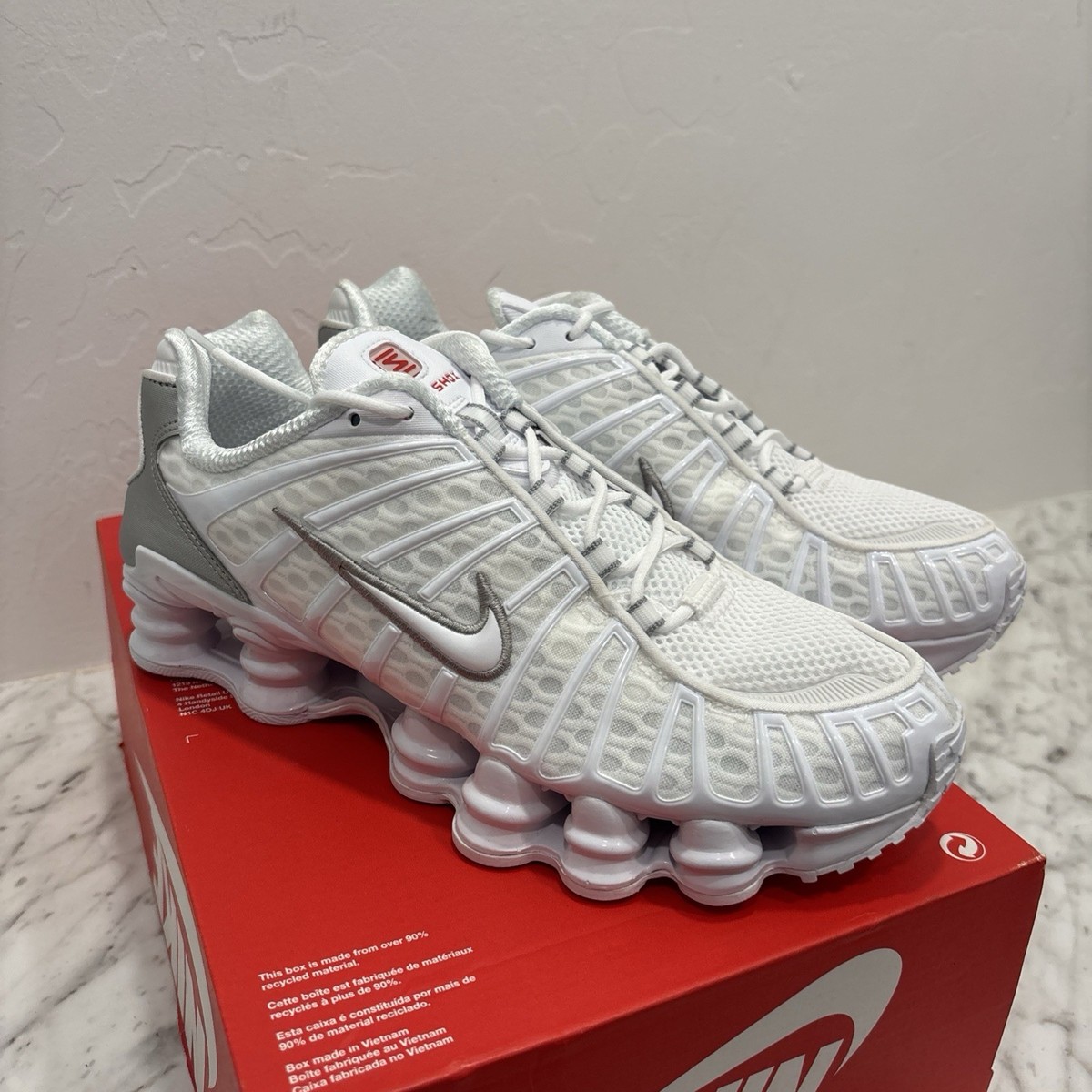 Nike Women's Shox TL White Metallic Silver AR3566 100 Size 7 | eBay