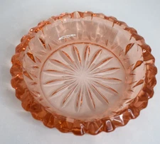 Vintage Ribbed Starburst Orange Amber Ashtray 6" Wide MCM France Beautiful!