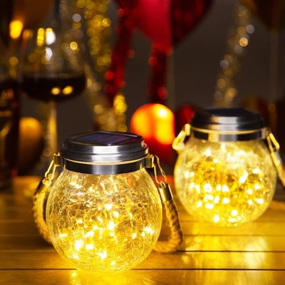 Solar Lantern 4 Pack Waterproof 30 LED Outdoor Garden Hanging Lights ROSHWEY