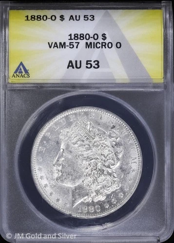1880-O $1 Morgan Silver Dollar ANACS AU 53 | VAM-57 Micro O