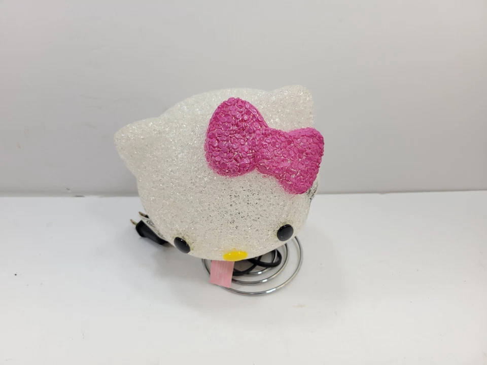 Lámpara de mesita de noche Hello Kitty fondo de resorte revestimiento de vinilo rosa brillante blanco Foto 2 de 3
