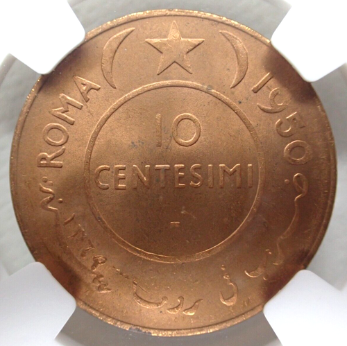 🔥 1950 SOMALIA (Italian Somaliland) 10 Centesimi NGC MS 64 RED (Rome Mint) - Picture 8 of 14