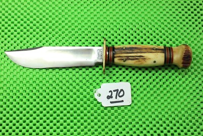 Marbles Gladstone Mich. IDEAL Knife Full Stag 4 Brass Pins Roller Ref. # 270