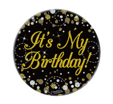 Ages 16-90 Adult Black & Gold Birthday Badges 16th 18th 21 30 40 50 60 70 80 90