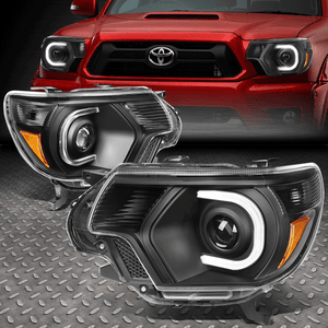FOR 12-15 TOYOTA TACOMA PAIR LED DRL PROJECTOR HEADLIGHT//LAMP BLACK//AMBER 13 14