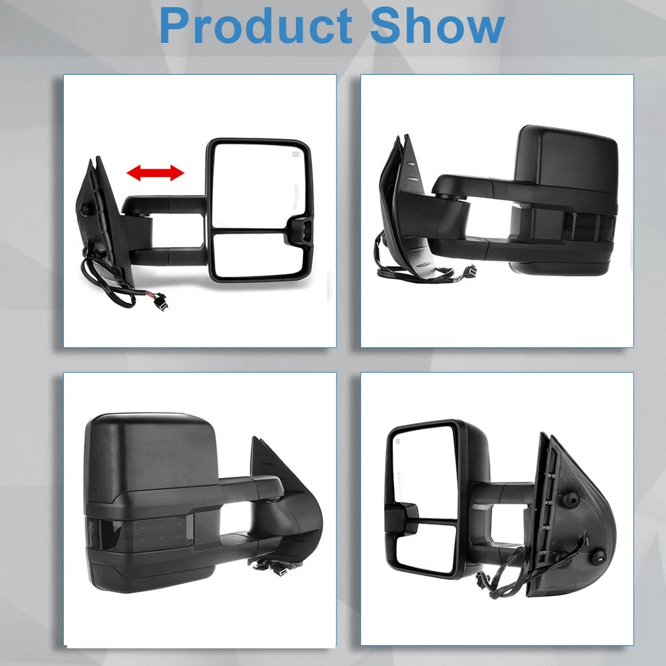 Pair For 2007-2014 Chevy Silverado Sierra Power Heated LED Signal Tow Mirrors — 第 3/4 张图片