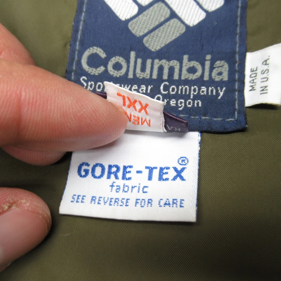 Columbia GoreTex Jacket Men XXL Green Camo Canvas Reversible Liner 3in1 USA VTG - Image 3 of 4