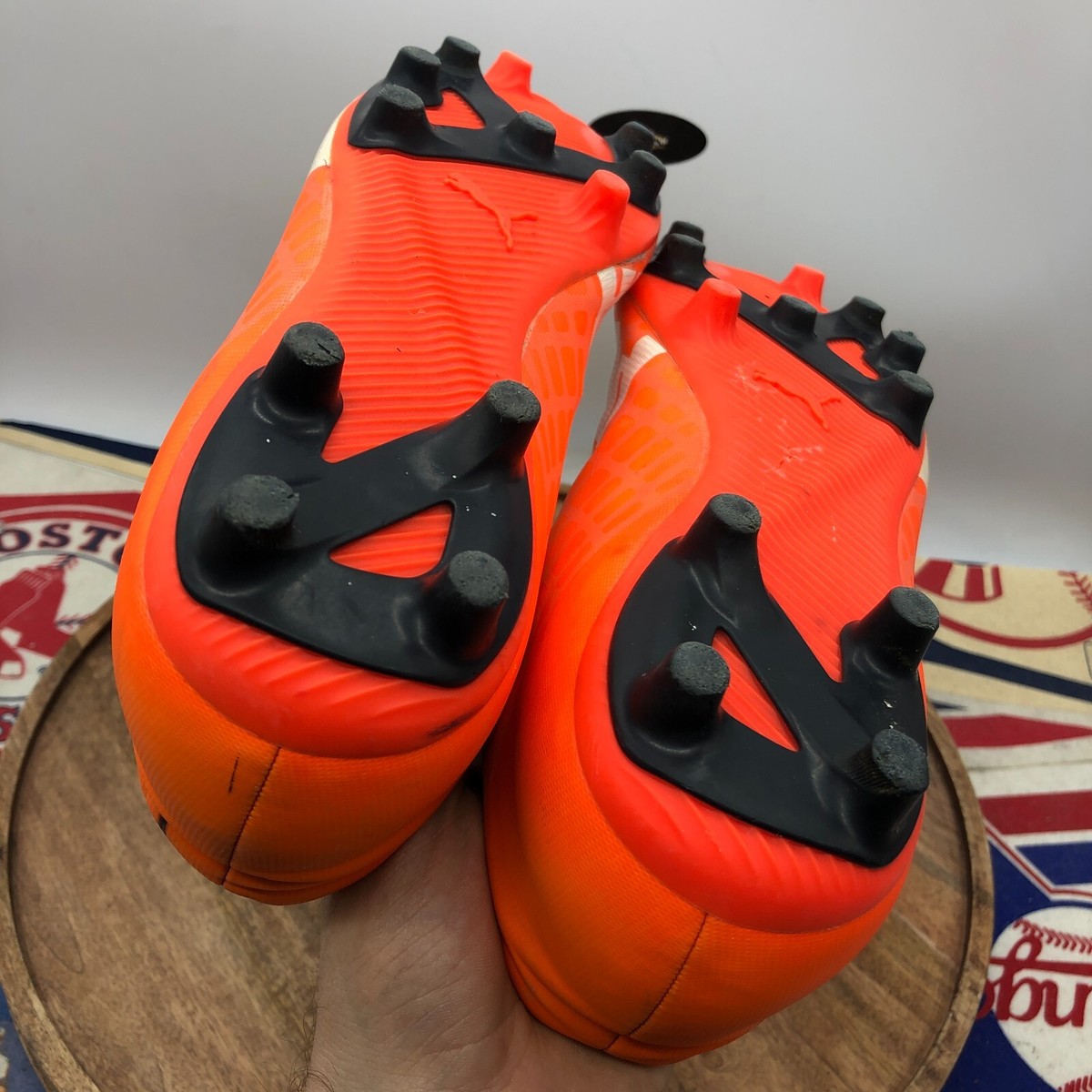 Puma Mens EvoSpeed 5 FG Orange White Low Top Soccer Cleats Puma Mens EvoSpeed 5 FG Orange White Low Top Soccer Cleats