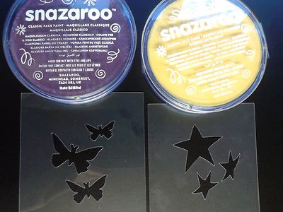purple & yellow star & butterfly face painting set   reusable many times craft 