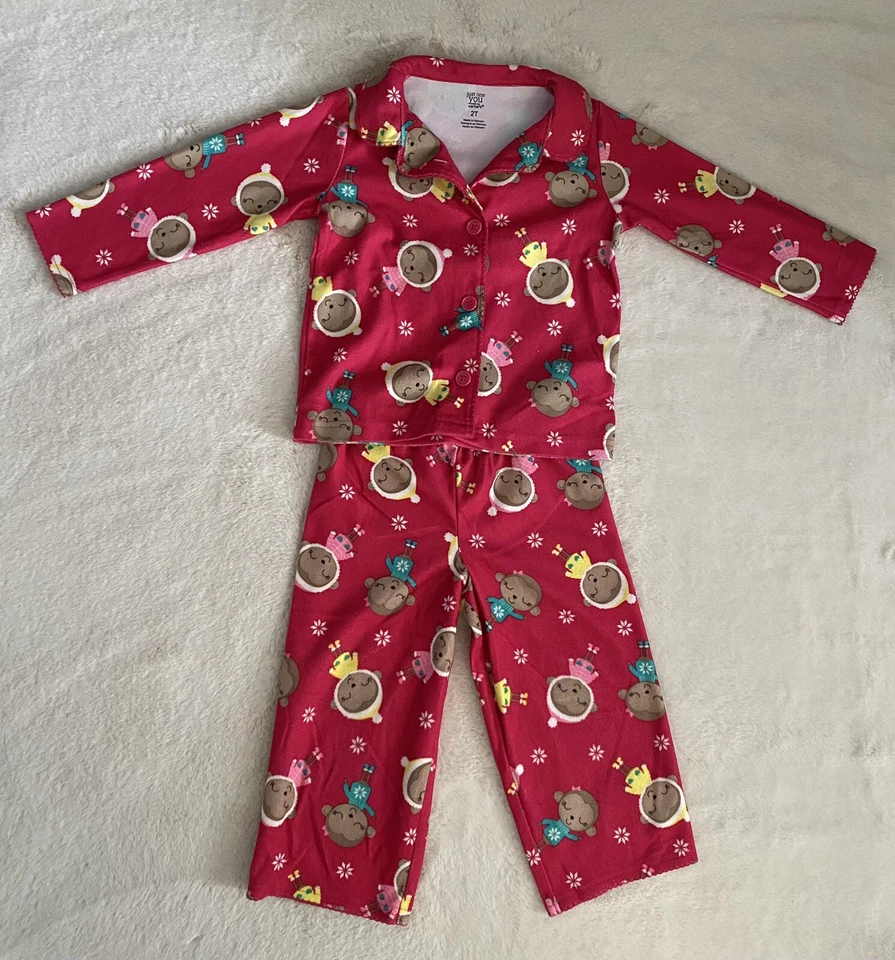 Lote de 6 CONJUNTO PIJAMA Camisa Pantalones 2T Cálido Como Franela Excelente Estado Foto 2 de 4