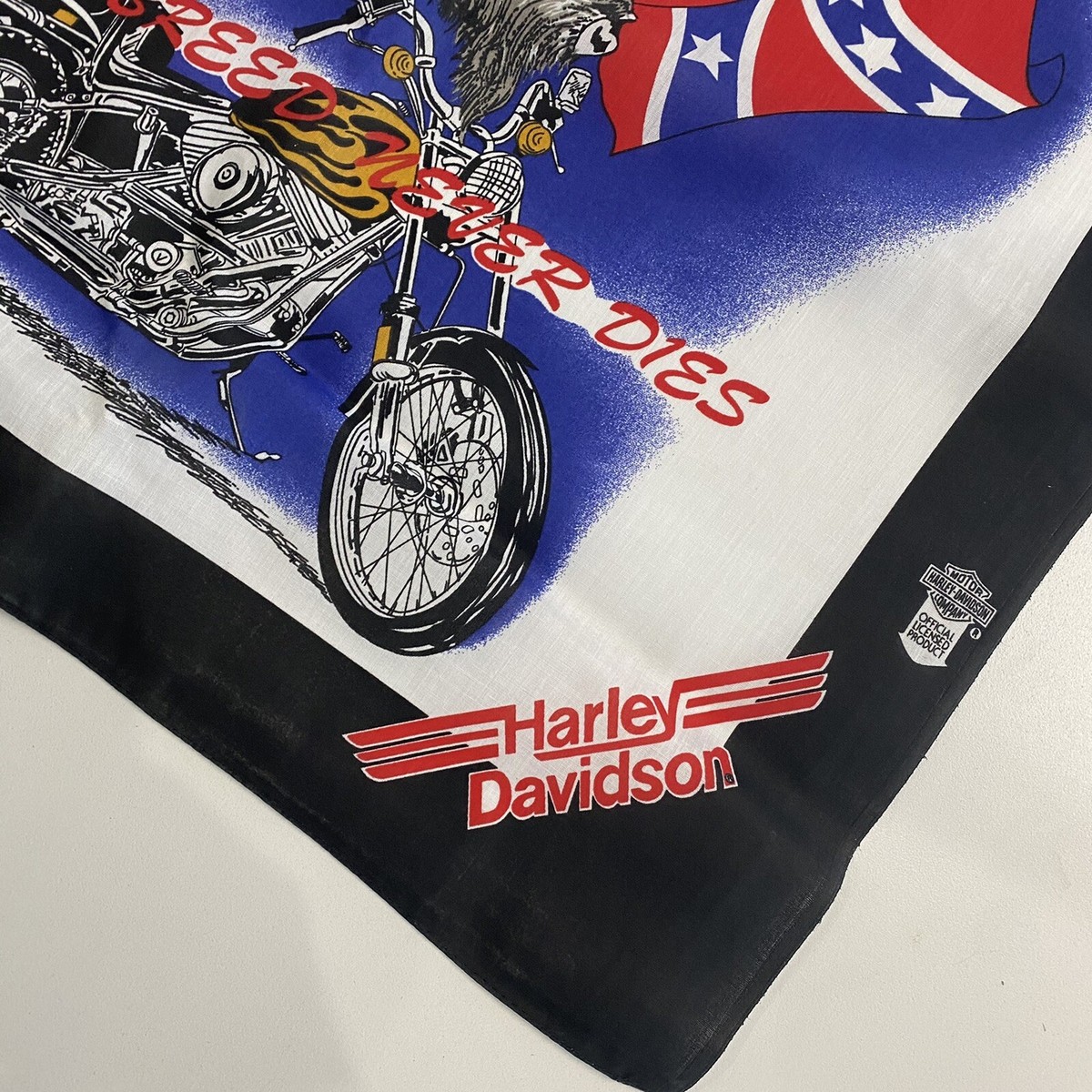 Vintage Harley Davidson Bandana 80s Breed Never Dies BUFFALO