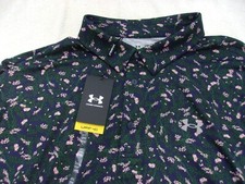 NWT Under Armour Loose Fit Playoff polo, mens L, green peach floral