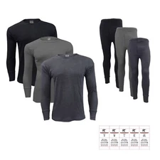 Mens Thermal Long Johns Set Warm Underwear Baselayer Set Long Sleeve Top Bottom