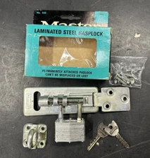 Vintage Master Lock HaspLock 450 Padlock Co. Door Security Hardware USA NOS