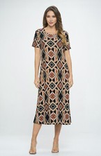 JOSTAR Slinky LONG DRESS Poly Spandex Stretch Knit TAUPE DIAMOND New S M L XL