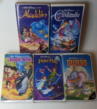 Disney Black Diamond VHS Lot *5 Classic VHS Tapes with Clamshell Case*