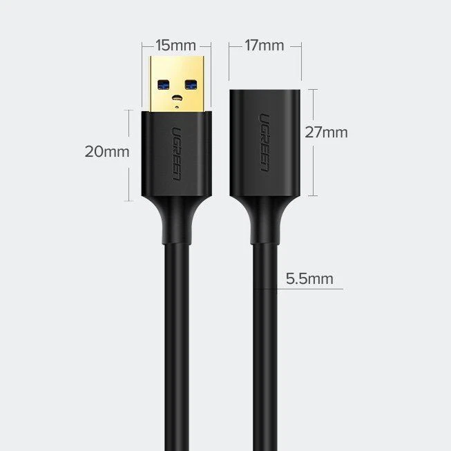 Cable extension USB 3.0 0.5m black; UGREEN/30125 - Image 3 of 3